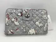 NWT Vera Bradley RFID Turnlock Wallet Beary Merry Polar Bears Zippered