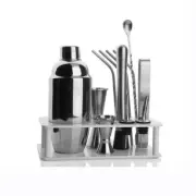 12ⅹBartender Kit Utensils Cocktail Shaker Stainless Steel Set ABS Storage Stand