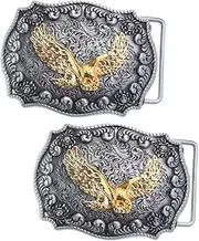 [ROMISBABA] 2pcs Men Belt Buckle Retro Eagle Design Lightweight Fashionable Accessory for Pants