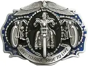 [JEAN'S FRIEND] Vintage Style Rider Biker Belt Buckle With Enamel also Stock in US