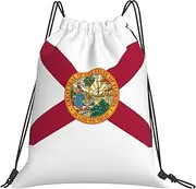 JEJEA Flag Of Florida Print Drawstring Backpack Waterproof Back Bag Cinch Bags Swim Gym Travel Bag For Men Women, White, One Size