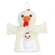 Hand puppets Plush Animal Mother and Baby Handpuppets Toys Creative Prelend Game Story Talling Early Education (Chicken)