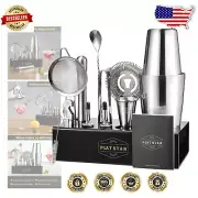 Professional Mixology Bartender Kit with Elegant Stand - Complete 14-Piece Set