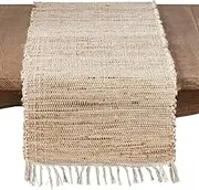 Frelish Decor Hand Woven Jute Cotton Table Runner 14"x72" Six Seater | Eco Friendly Dining Table Use | Decor for Family Dinner | Indoor Outdoor Parties & Everyday Use (14"x72" Natural Jute)