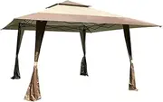 COOKX FLOYINM 13x13Ft Canopy Outdoor Patio Folding Gazebo Tent with Corner Curtain Suitable for Backyard Party Camping Coffee