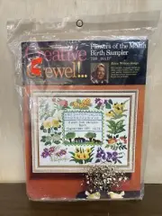 NOS 1973 Columbia Minerva Creative Crewel Flowers of the Month by Erica Wilson