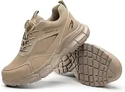 [Wondamo] Work Shoes Men's Lightweight Safety Shoes S3 Sporty Breathable Steel Toe Cap Shoes Trends Rotary Knob Anti-Smash and Anti-Puncture Protective Shoes for Men 40-47 EU, Khaki, 11 AU