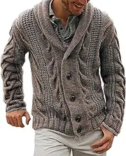 [Generic] Men Shawl Collar Ribbon Cardigans Fit Long Sleeve Casual Sweater Cardigans for Men Long Sleeve Zipper Jackets Big and Tall