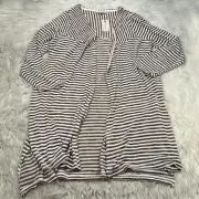 NWT Philosophy Women's 2X Light Weight Striped Open Cardigan Brown White