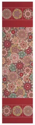Kaleidoscope Red French Tapestry Decorative Floral Woven Table Runner 71x19 in