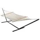 Castaway Rope Hammock Bed 13-ft + Steel Tri-Beam Stand Cotton Oatmeal Cream