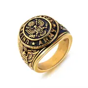 Personality Retro Slab Eagle Titanium Steel Ring GOLD COLOUR