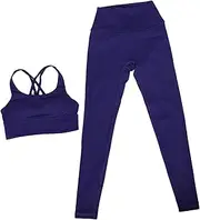 [GAROZATION] Cotton Ribbed Leggings for Women Yoga Pants Workout Bra Set Maternity Sets Belly Leggings Dark Blue