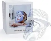 LED Face Mask Light, 3 Colors Light Facial Photon Beauty Device for Facial Rejuvenation, Wrinkles Reduction, Anti-Aging (Wireless)