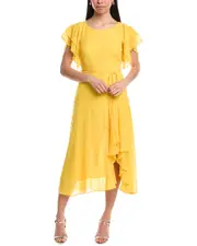 Maison Tara Check Chiffon Midi Dress