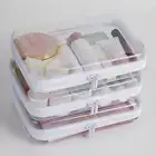 3PCS Clear Hard Shell Zipper Case Portable Cosmetic Bag Kid S Toy Storage Pencil