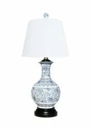 Blue and White Patterned Porcelain Vase Table Lamp 21"