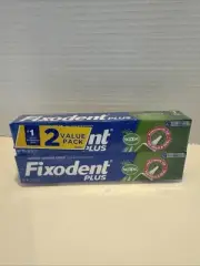(2) Tubes Of Fixodent Plus Scope Denture Adhesive Cream 2.Oz Each