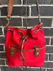 NWT $258 Dooney & Bourke Wayfarer Drawstring Bag Red Nylon Leather Strap & Trim
