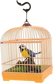 MOLUCKFU Interactive Sound Activated Bird Realistic Chirping Movements in Decorative Birdcage Battery Operated Electronic Bird for Adults Engaging Room Decoration