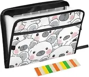 Quteprint 13 Pockets Expanding File Folder with Zipper Closure, Kawaii Koala Bear Accordion File Folder with Sticky Labels, Letter Size A4 Papers Expandable File Document Organizer