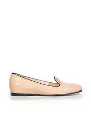 Beige Patent Leather Loafers