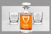 Custom Whiskey Decanter Set, Engraved Whiskey Decanter, Whiskey Glass Gift