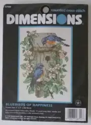Dimensions Counted Cross Stitch Kit #6700 Bluebirds of Happiness c.1996 Sealed