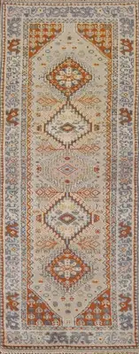 Handmade Geometric Indian Runner Rug 3x8 Ft Traditional Hallway Wool Carpet