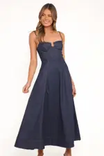 [PUP56] Marsden Denim Midi Dress - Indigo XS dark blue wash