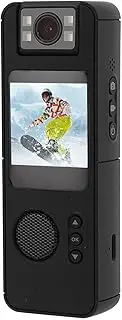 1080P HD Wearable Small Camera, 1.54 Inch Display Video Recorder with Back Clip, 180° Rotating Lens, 4 Built in Auxiliary Lights, for Outdoor Shooting, for Travel, Driving