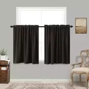 Brown Kitchen Window Curtains Blackout Rod Pocket Short Tier Curtains Small Choc