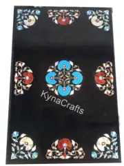Floral Art Sofa Table / Marble Coffee Table Top / Black Lawn Table Top for Hotel