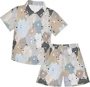 [Caihoyu] Toddler Baby Boys Short Sleeve Button Down Tops + Shorts Set Toddler Boy Outfit Summer Print Shirt Outfits Clothes