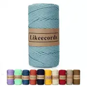 4mm Polyester Braided Macrame Cord 140Yards /426Feet,Elastic 1 Skein Sage Green