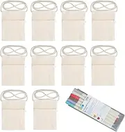 [Buaak] Pack of 10 Fabric Bags for Painting, with 6 Graffiti Pens, Fabric Bag with Drawstring, Fabric Bag Small, Neck Pouch Girls, Beige, Leisure