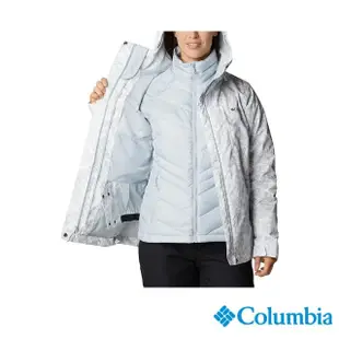 【Columbia 哥倫比亞 官方旗艦】女款-Omni-Tech防水保暖兩件式外套-藍印花(UWR06350WA / 保暖.防水.兩件式)