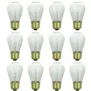 12Pack S14 Light Bulb, Clear Transparent Glass Bulb, 11W, E26, Warm White