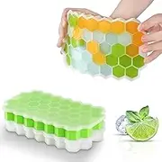EZONEDEAL Silicone Ice Cube Tray with Removable Lids, Flexible Honeycomb ice Cube Trays for Freezer 37 Creative Ice Cube Maker Mold - Stackable Storage Ice Tray for Cocktail, Drinks, Ice Molds