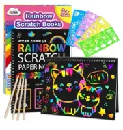 Scratch Paper Art-Crafts Gift: 2 Pack Bulk Rainbow Magic Paper Supplies To