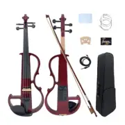 yinfente 4-String Red Electric Violin Full Set with Case Bow and Accessories