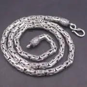 Solid S925 Sterling Silver Chain 5mm Byzantine Link Necklace 73-74g 21.6inch