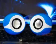 Big Eyes USB Computer Speakers Portable Mini Stereo For Desktop PC AU (Blue)