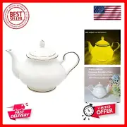 Teapot Ceramic Tea Kettle Made of Elegant Fine Teapot Set Silky White with Lu...