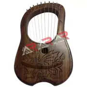 Lyre Harp 10 Metal Strings Rosewood Welsh Dragon Free Bag + Tuning Key AAR