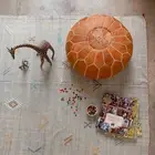 Unstuffed Genuine Pouffe Footstool Leather Ottoman Pouf Handmade Moroccan