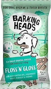 Barking Heads Treats Floss 'n' Gloss Medium Breed 50 Chews (10 Packs with 5 Sticks in Each Pack)