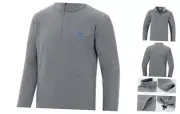 Men's Quarter Zip Jacket Mid Weight Polar Fleece Pullover Medium Heather Grey