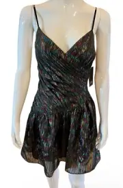Aidan by Aidan Mattox $295 Black Metallic Cocktail Mini Dress Size 14 New W/Tags
