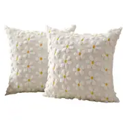 2Pcs Spring Floral Throw Pillow Covers for Couch Sofa Bed Square Cushion Cases-Daisies-Style 2